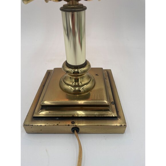 Vintage Brass Bankers Adjustable Knuckle Desk Lamp Slotted Shade Art Deco Design - Picture 6 of 13